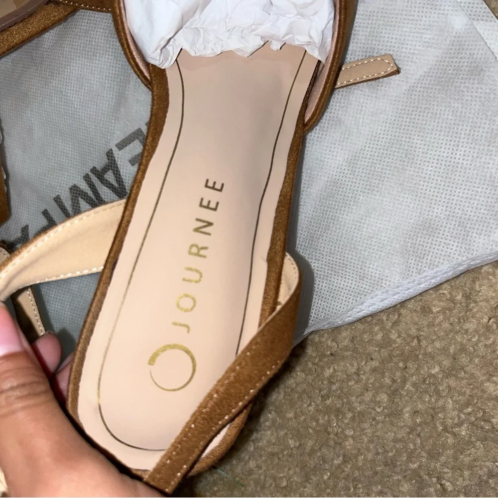 Journee Collection Tyyra Tan Brown Pointed Toe Heels